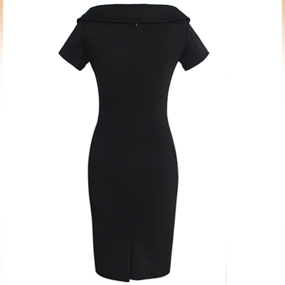 NWT Retro Pinup 50s/ 60s Wiggle Dress Black Off Shoulder Vintage Look Rockabilly - Picture 3 of 14